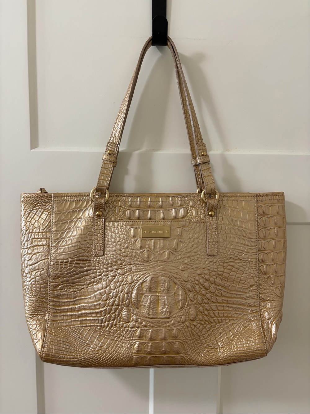 Brahmin Medium ASHER Melbourne Tan Croc Leather Tote Purse
